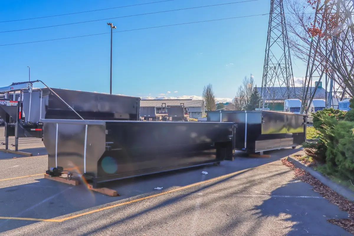 Roll-off dumpster ready for waste disposal at job site for Construction Dumpster Rental in Ridley Park